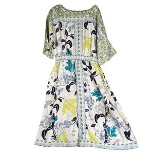 Thought Braintree‎ Midi Dress 14 42 Tencel Lyocell Botanical Floral Vacation